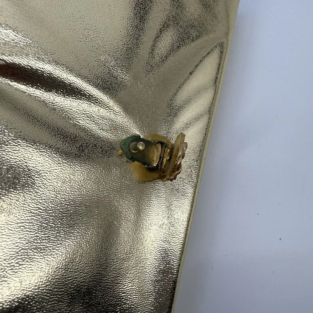 Vintage Gold 50s Clutch Bag Flower Accordion Formal Evening